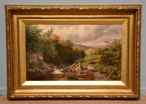 oil painting by henry william henley a stream near buxton - CATEGORY: ANTIQUE ART - DATED 19TH CENTURY
