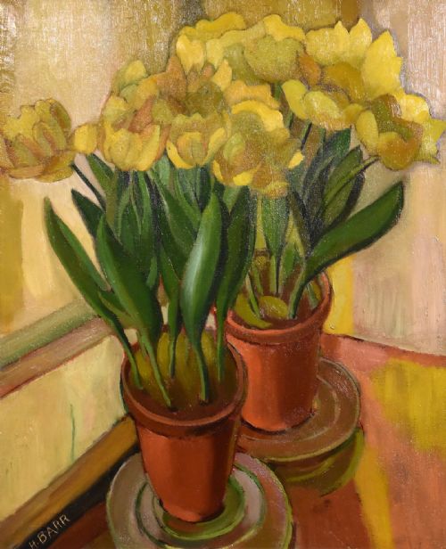 OIL PAINTING BY HARRY BARR YELLOW TULIPS - ADDITIONAL PHOTO 1