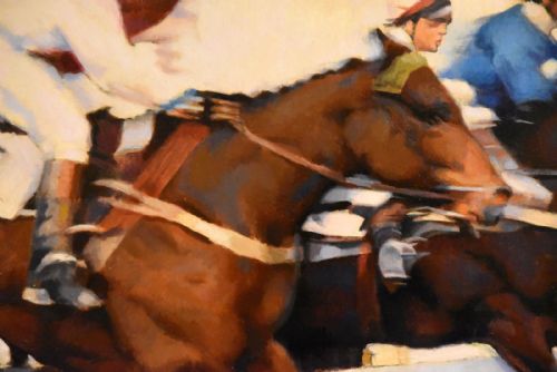 OIL PAINTING BY WILLIAM NASSAU TAKING A JUMP - ADDITIONAL PHOTO 2
