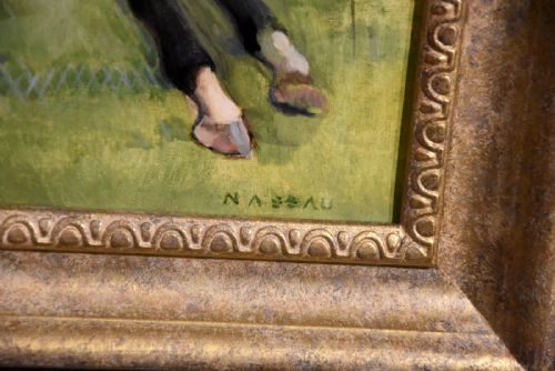 OIL PAINTING BY WILLIAM NASSAU TAKING A JUMP - ADDITIONAL PHOTO 3
