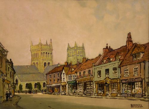 OIL PAINTING BY GODWIN BENNETT HIGH STREET WIMBORNE - ADDITIONAL PHOTO 1