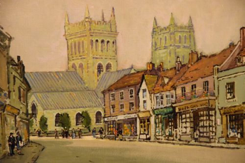 OIL PAINTING BY GODWIN BENNETT HIGH STREET WIMBORNE - ADDITIONAL PHOTO 2
