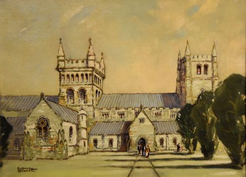 OIL PAINTING BY GODWIN BENNETT THE MINISTER WIMBORNE - ADDITIONAL PHOTO 1