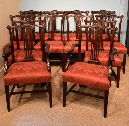 SET OF 12 TWELVE MAHOGANY GEORGE III STYLE DINING CHAIRS