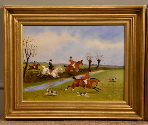 OIL PAINTING PAIR BY PHILIP H RIDEOUT TALLY HO - ADDITIONAL PHOTO 1