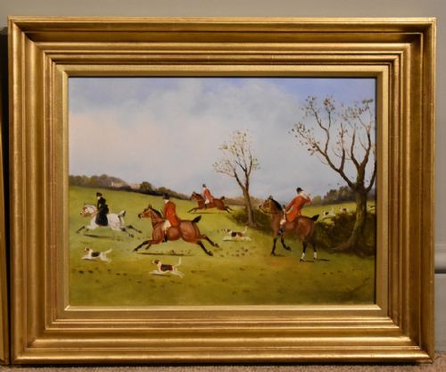 OIL PAINTING PAIR BY PHILIP H RIDEOUT TALLY HO - ADDITIONAL PHOTO 3