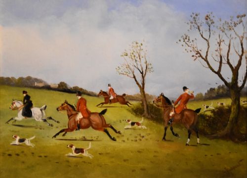 OIL PAINTING PAIR BY PHILIP H RIDEOUT TALLY HO - ADDITIONAL PHOTO 4