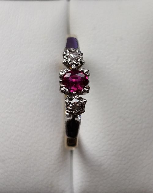 ART DECO 18CT DIAMOND PLATINUM RUBY RING - ADDITIONAL PHOTO 2