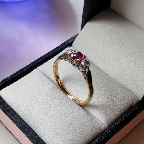 ART DECO 18CT DIAMOND PLATINUM RUBY RING - ADDITIONAL PHOTO 7