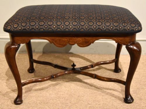 QUEEN ANNE PERIOD WALNUT PAIR OF FOOTSTOOLS - ADDITIONAL PHOTO 4