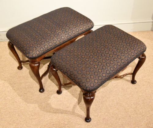 QUEEN ANNE PERIOD WALNUT PAIR OF FOOTSTOOLS - ADDITIONAL PHOTO 9