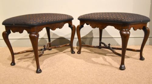 QUEEN ANNE PERIOD WALNUT PAIR OF FOOTSTOOLS - ADDITIONAL PHOTO 11
