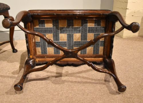 QUEEN ANNE PERIOD WALNUT PAIR OF FOOTSTOOLS - ADDITIONAL PHOTO 12