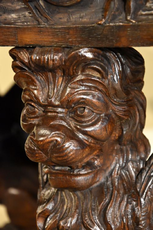 CARVED OAK CENTRE TABLE BY EDWARDS AND ROBERTS - ADDITIONAL PHOTO 3