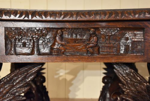 CARVED OAK CENTRE TABLE BY EDWARDS AND ROBERTS - ADDITIONAL PHOTO 4