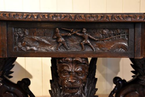 CARVED OAK CENTRE TABLE BY EDWARDS AND ROBERTS - ADDITIONAL PHOTO 8