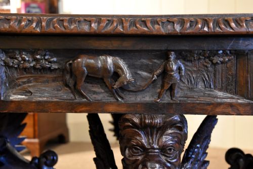CARVED OAK CENTRE TABLE BY EDWARDS AND ROBERTS - ADDITIONAL PHOTO 12