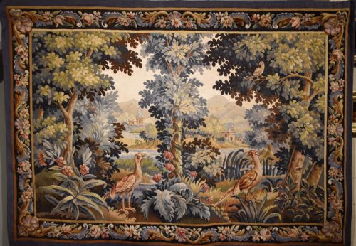 aubusson verdure tapestry with birds and foliage - CATEGORY: ANTIQUE MISCELLANEOUS - DATED 1900