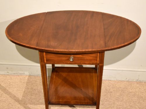 EDWARDIAN MAHOGANY DROP LEAF LAMP TABLE - ADDITIONAL PHOTO 1