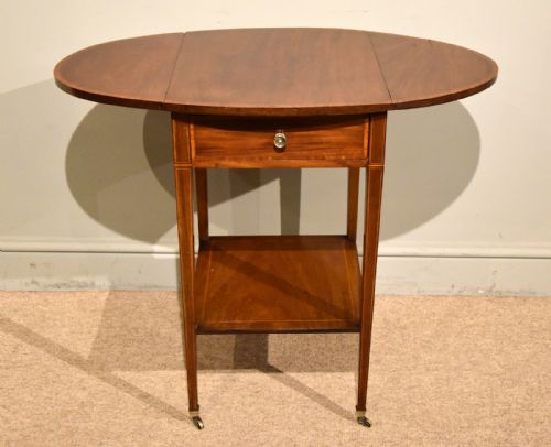 EDWARDIAN MAHOGANY DROP LEAF LAMP TABLE - ADDITIONAL PHOTO 2