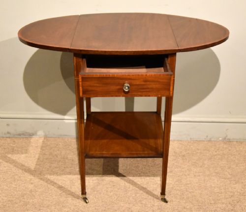 EDWARDIAN MAHOGANY DROP LEAF LAMP TABLE - ADDITIONAL PHOTO 3