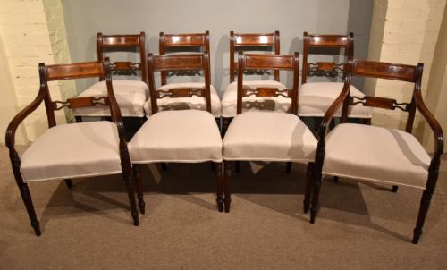 set of eight 8 regency period mahogany dining chairs - CATEGORY: ANTIQUE CHAIRS - DATED REGENCY