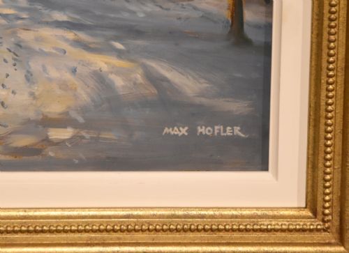 OIL PAINTING BY MAX HOFLER THE FROZEN POND - ADDITIONAL PHOTO 3