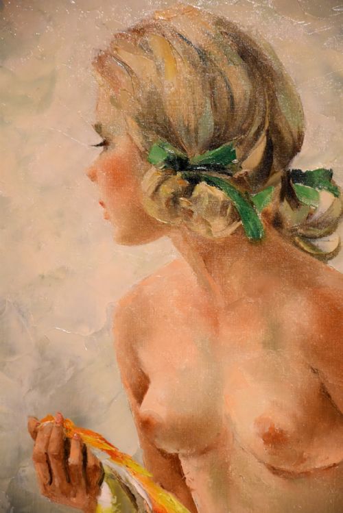 OIL PAINTING BY IGOR TALWINSKL ASH BLONDE MODEL NUDE STUDY - ADDITIONAL PHOTO 2