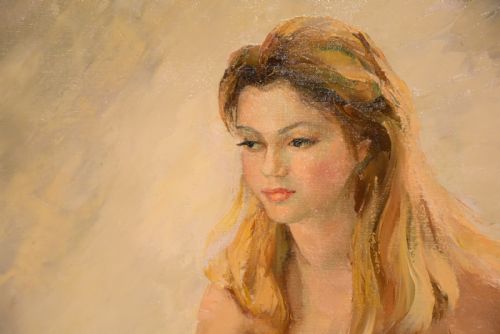 OIL PAINTING BY IGOR TALWINSKI NUDE STUDY BLONDE MODE SEATED - ADDITIONAL PHOTO 2