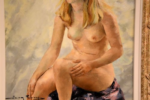 OIL PAINTING BY IGOR TALWINSKI NUDE STUDY BLONDE MODE SEATED - ADDITIONAL PHOTO 4