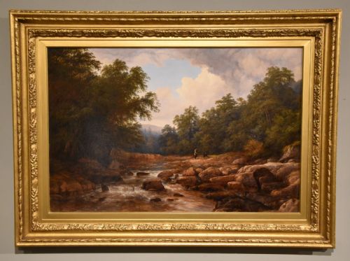 oil painting by thomas baker on the usk - CATEGORY: ANTIQUE ART - DATED 19TH CENTURY
