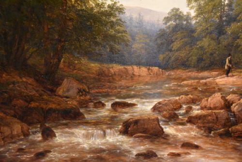 OIL PAINTING BY THOMAS BAKER ON THE USK - ADDITIONAL PHOTO 3