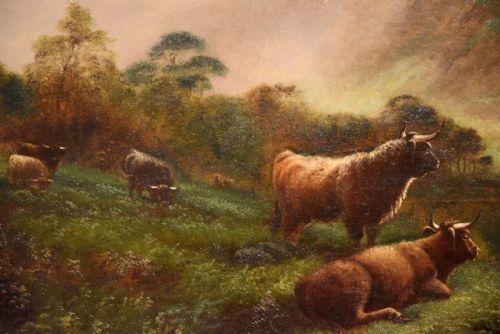 OIL PAINTING BY ATTRIBUTED TO WILLIAM PERRING HOLLYER BESIDE THE LOCH - ADDITIONAL PHOTO 2