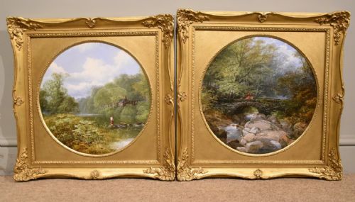 oil painting pair by edwin taylor an old mill on the lowther - CATEGORY: ANTIQUE ART - DATED 19TH CENTURY
