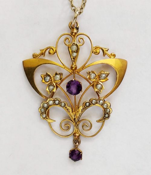 VICTORIAN ART NOUVEAU 9CT GOLD PENDANT - ADDITIONAL PHOTO 1