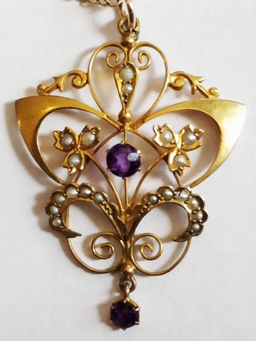 VICTORIAN ART NOUVEAU 9CT GOLD PENDANT - ADDITIONAL PHOTO 2