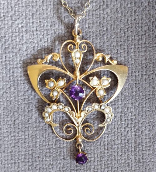 VICTORIAN ART NOUVEAU 9CT GOLD PENDANT - ADDITIONAL PHOTO 7