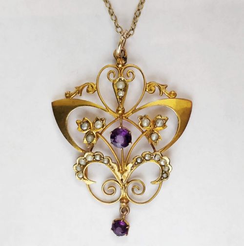 VICTORIAN ART NOUVEAU 9CT GOLD PENDANT - ADDITIONAL PHOTO 9