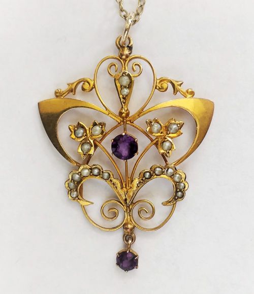 victorian art nouveau 9ct gold pendant - CATEGORY: ANTIQUE JEWELLERY - DATED 19TH CENTURY