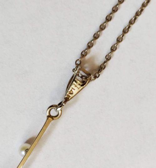 PRETTY EDWARDIAN 14CT GOLD AQUAMARINE NECKLACE PENDANT - ADDITIONAL PHOTO 6