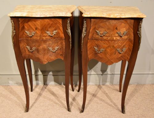 FRENCH BEDSIDE CABINETS MARBLE TOPS - ADDITIONAL PHOTO 1