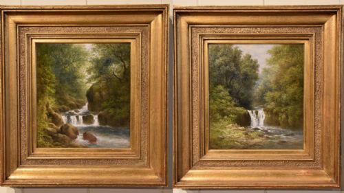 oil painting pair by william ward gill falls at the head of loch lomond - CATEGORY: ANTIQUE ART - DATED 19TH CENTURY