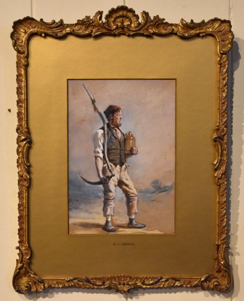 OIL PAINTING PAIR BY HT DENNIS SOMERSET LABOURERS - ADDITIONAL PHOTO 4