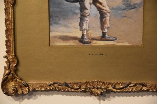 OIL PAINTING PAIR BY HT DENNIS SOMERSET LABOURERS - ADDITIONAL PHOTO 5