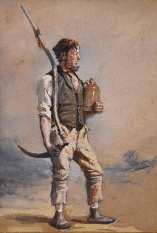OIL PAINTING PAIR BY HT DENNIS SOMERSET LABOURERS - ADDITIONAL PHOTO 6