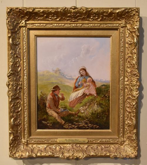 oil painting by alfred henry green the midday break - CATEGORY: ANTIQUE ART - DATED 1850