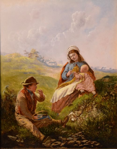 OIL PAINTING BY ALFRED HENRY GREEN THE MIDDAY BREAK - ADDITIONAL PHOTO 1