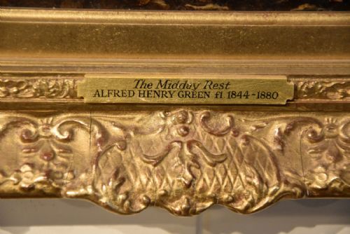 OIL PAINTING BY ALFRED HENRY GREEN THE MIDDAY BREAK - ADDITIONAL PHOTO 4