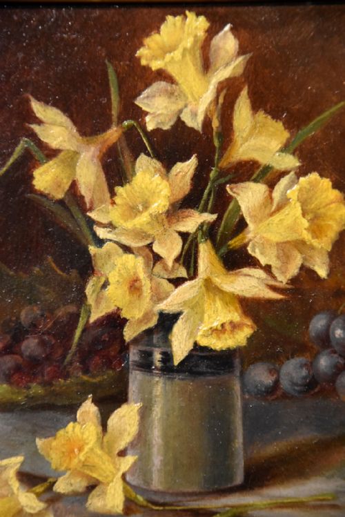 OIL PAINTING BY MAY GOZZARD DAFFODILS AND ORANGES - ADDITIONAL PHOTO 2