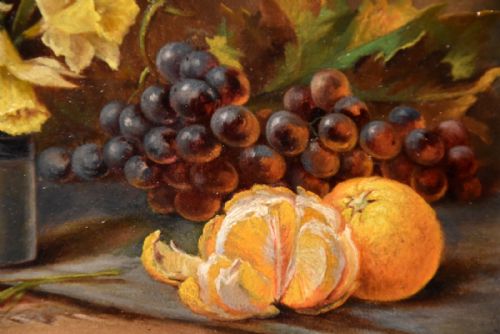 OIL PAINTING BY MAY GOZZARD DAFFODILS AND ORANGES - ADDITIONAL PHOTO 4